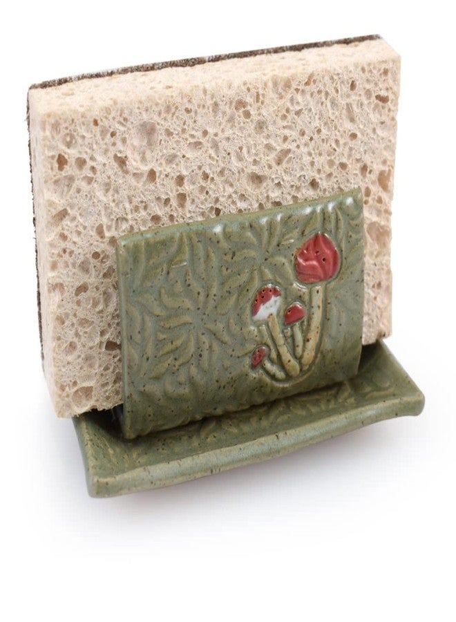 Modern Artisans Retro Earthy Green Mushroom Sponge Holder, American Handmade Pottery - Image 2